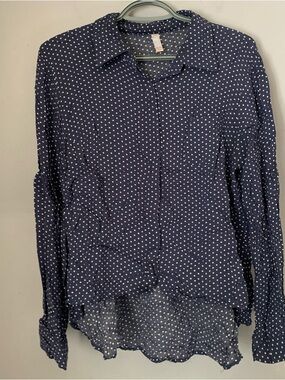 Xhilaration Blue Polka Dot Peplum Blouse Size XXL